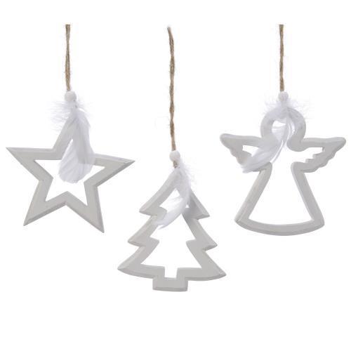 White Wood Star Ornaments