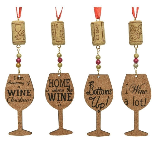 Natural Cork Wine Glass Ornaments