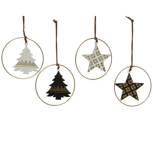 Wood & Leather Star or Tree Ornament