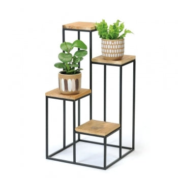 Black + Wood 4 Tier Stand