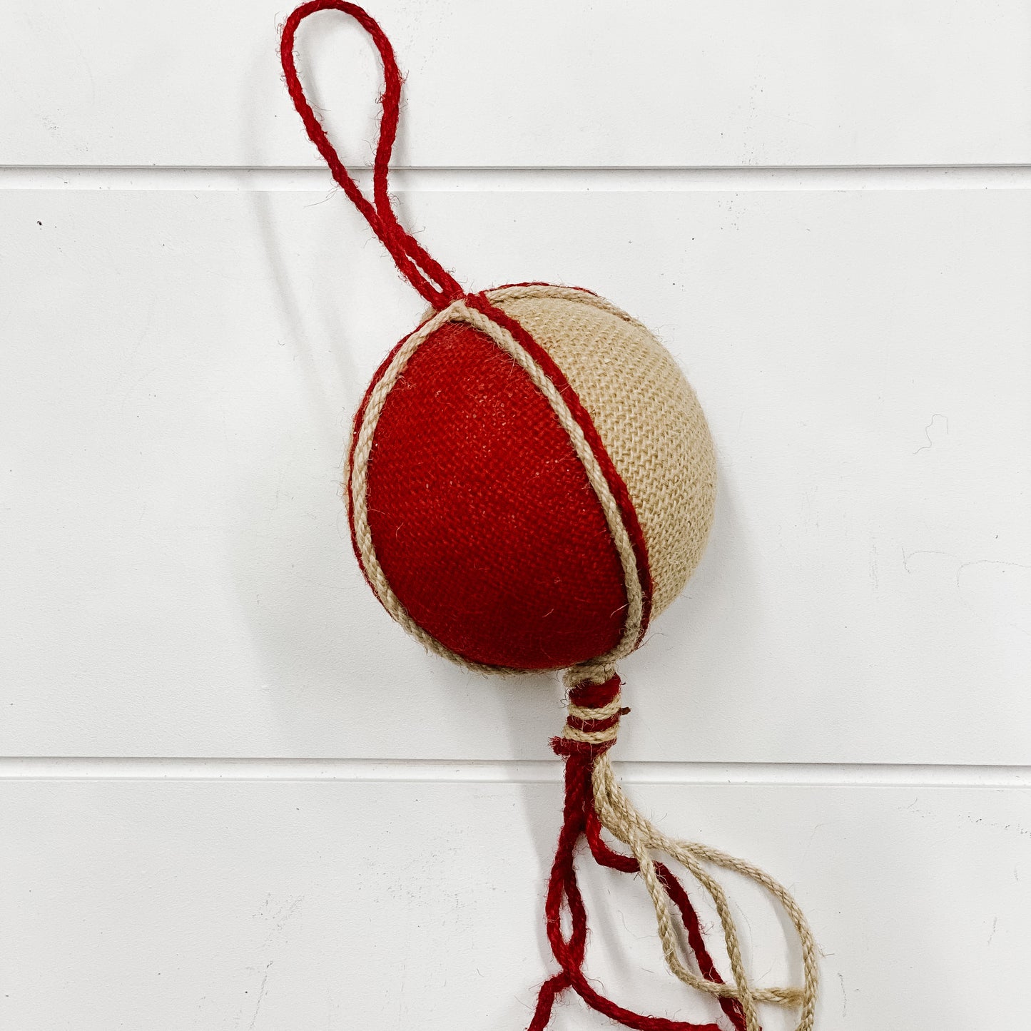Red & Cream Ball Ornament