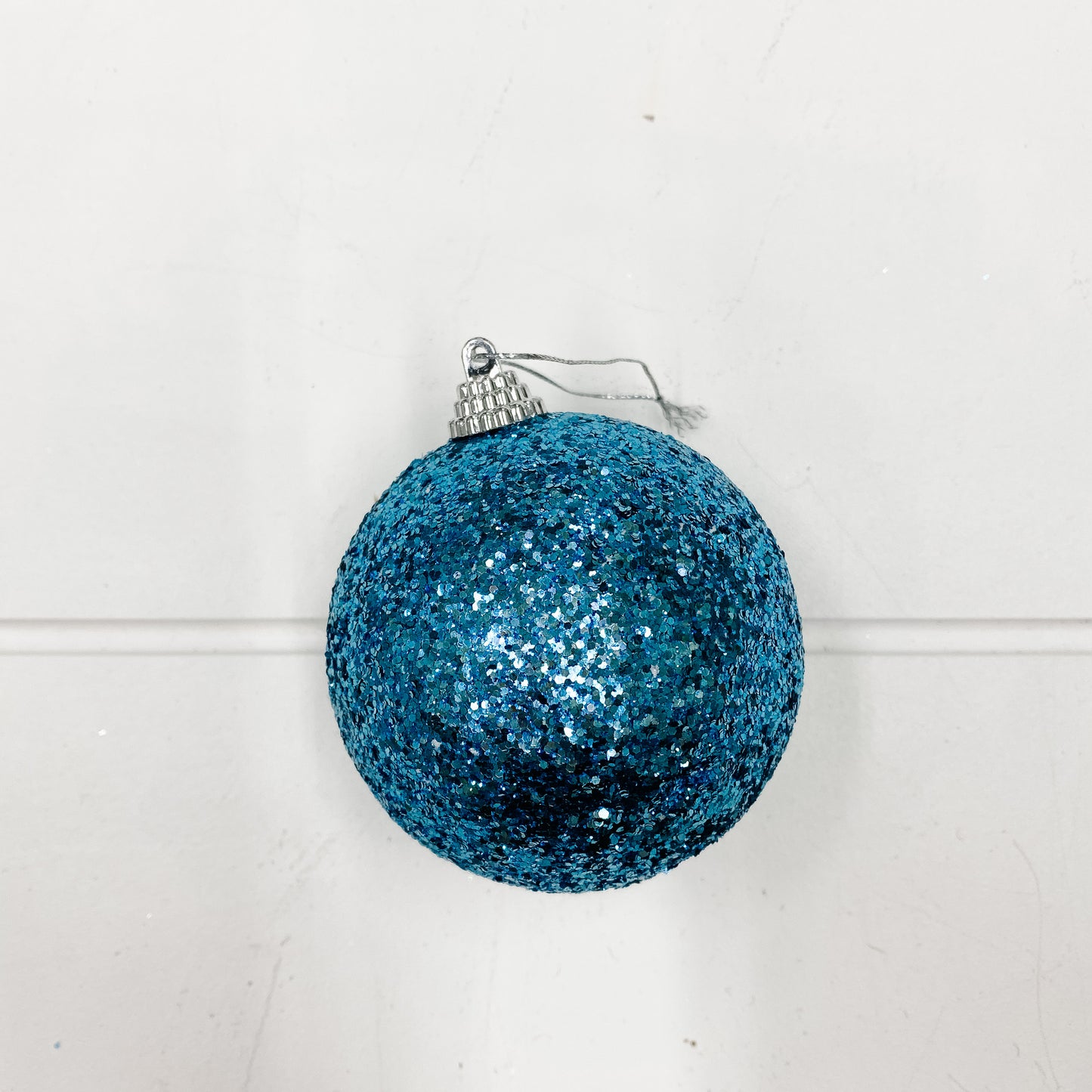 Blue Glitter Ball Ornament