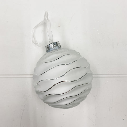 White Wavy Ball Ornament