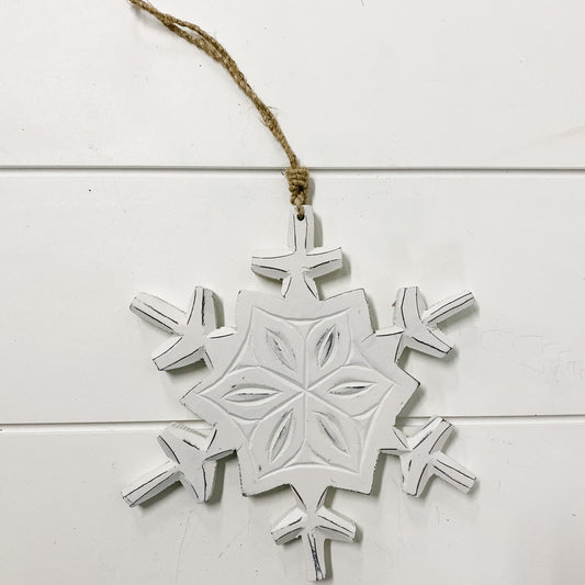Large White Wood Snowflake