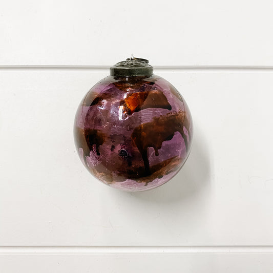 Purple Drip Glass Ball Ornament