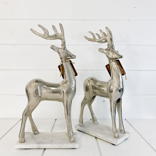 Silver Reindeer Statue