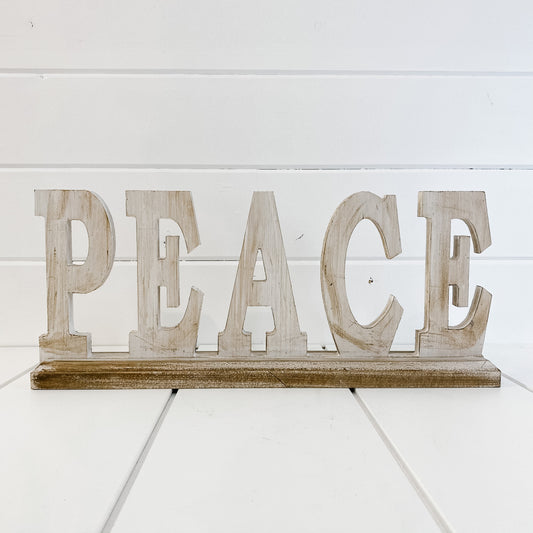 White Washed Wood PEACE