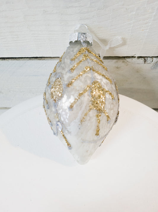 Glass Teardrop Gold & Silver