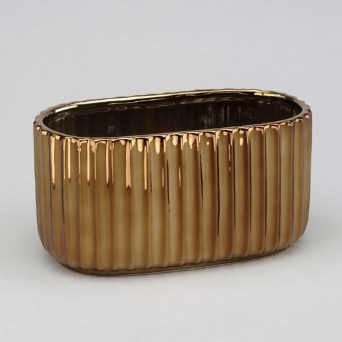 Gold Oval Corrugated Pot