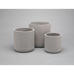 Light Grey Cement Ribbed Pots