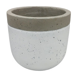 Speckled White Fibreclay Concrete Pot w/ Grey Rim