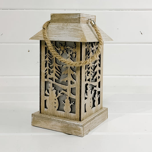 Wooden LED Christmas Lantern