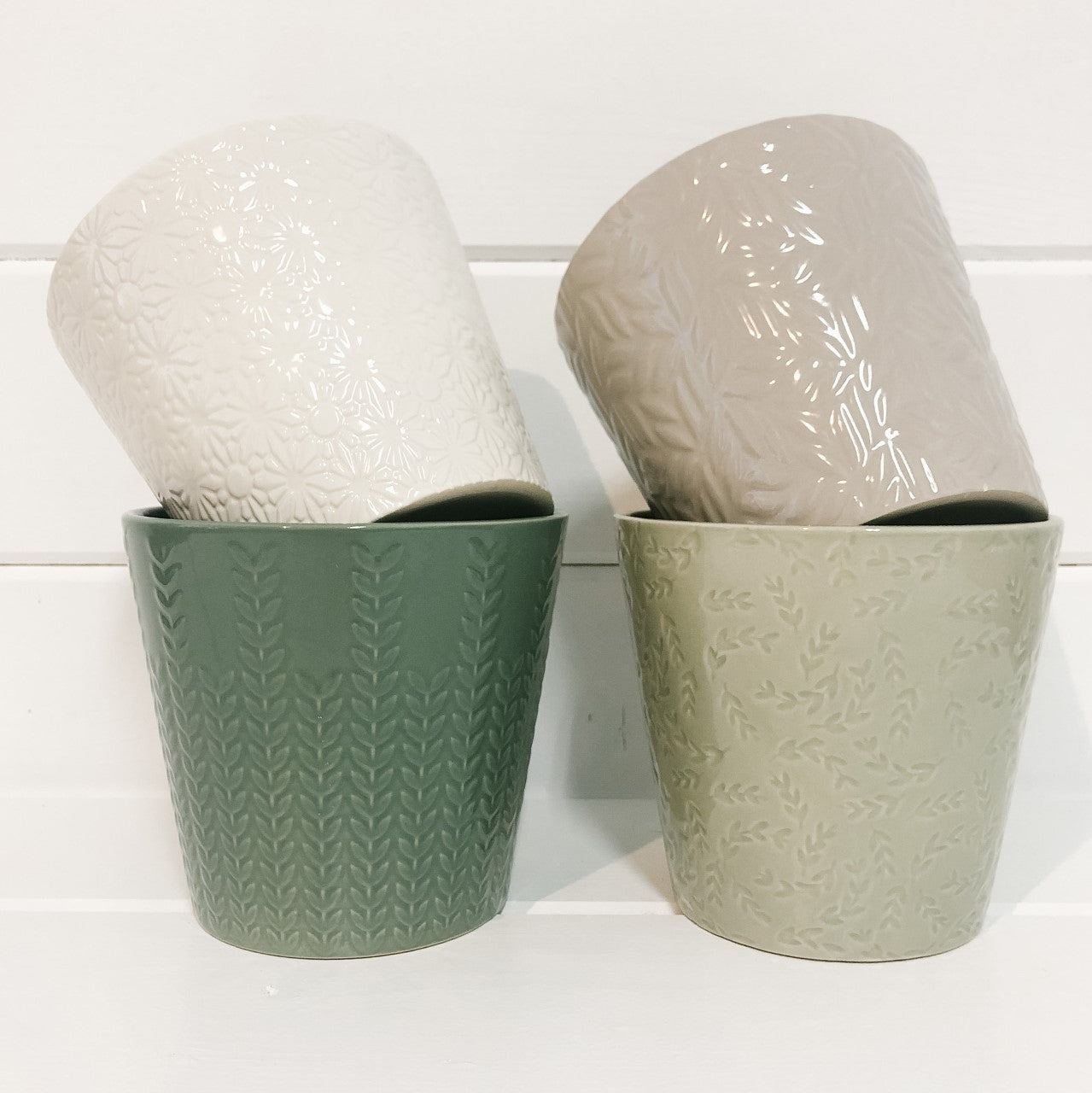 Textured Stoneware Pots
