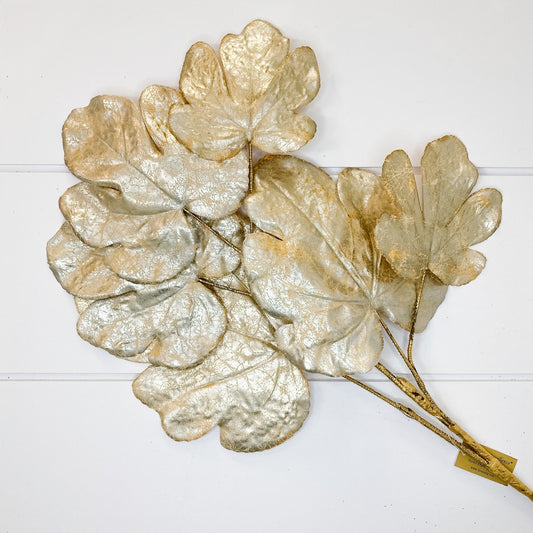 27" Metallic Fig Leaf Spray