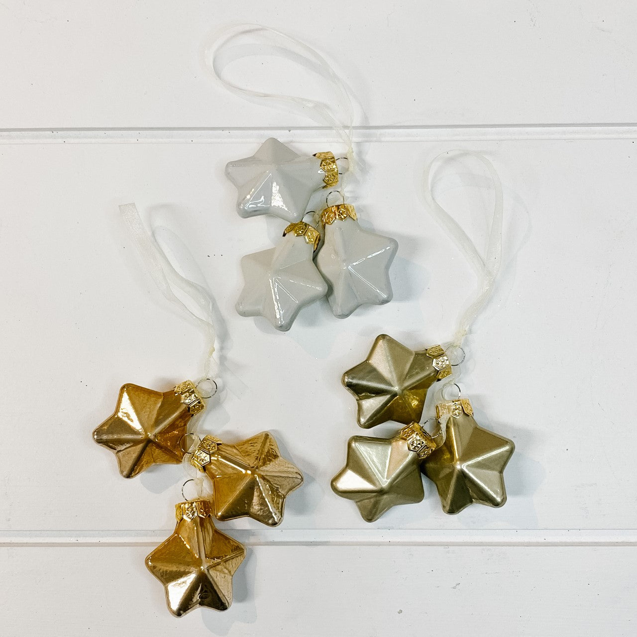 Glass Star Cluster Ornament - 3 Colours