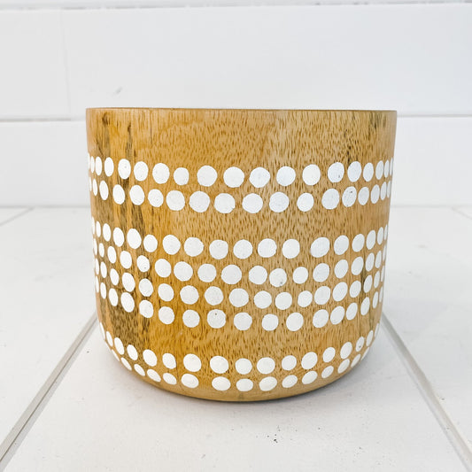 Wooden dotty plant pot
