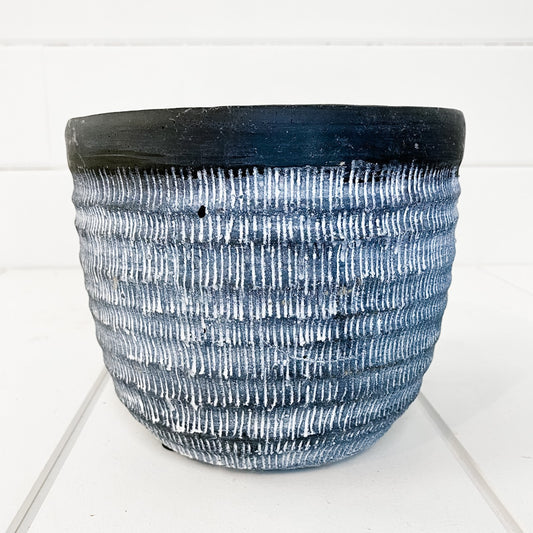 Charcoal and white cement plant pot