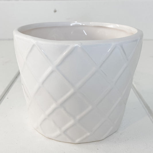 White ceramic plant pot