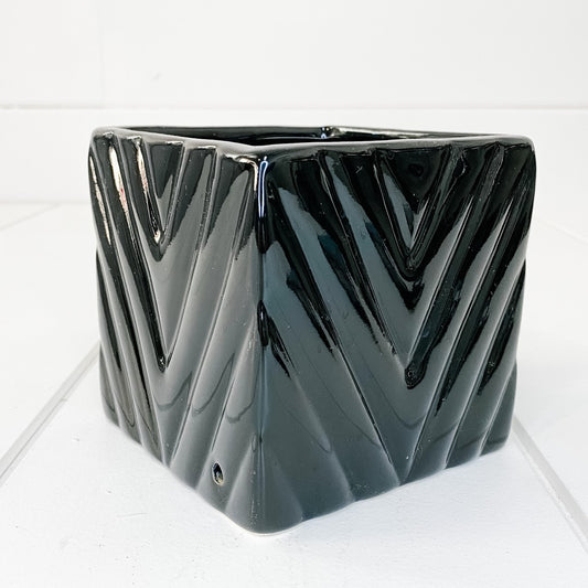 Black ceramic succulent pot