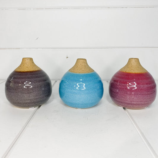 Glazed bud vase - three colours