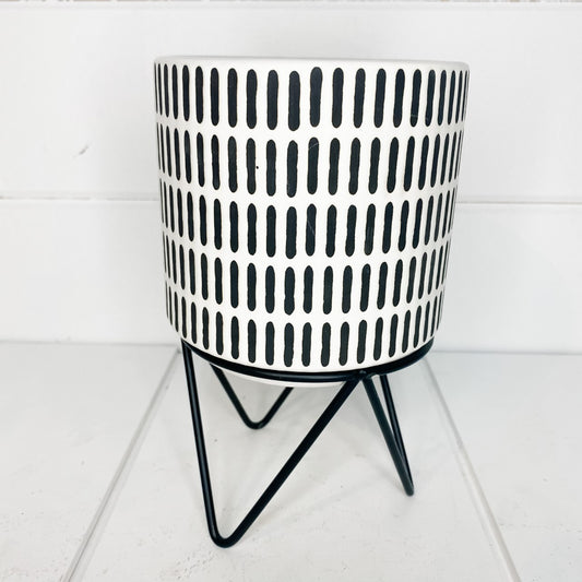 Contemporary ceramic planter on metal stand - Two Sizes