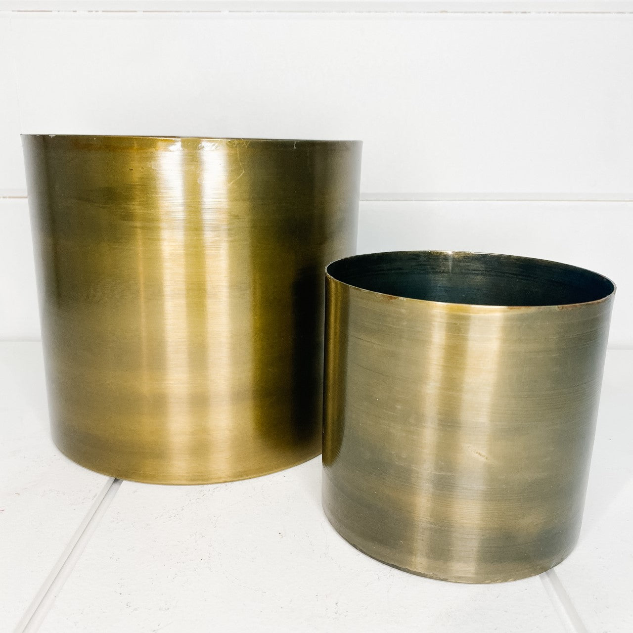 Antique gold metal plant pot - two sizes
