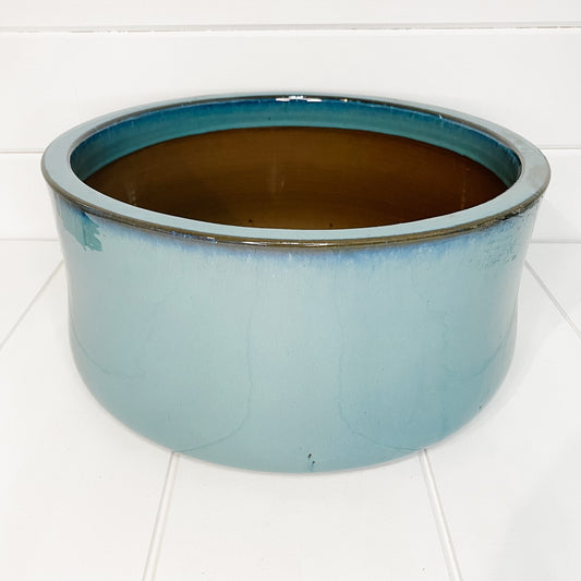 Teal glazed planter