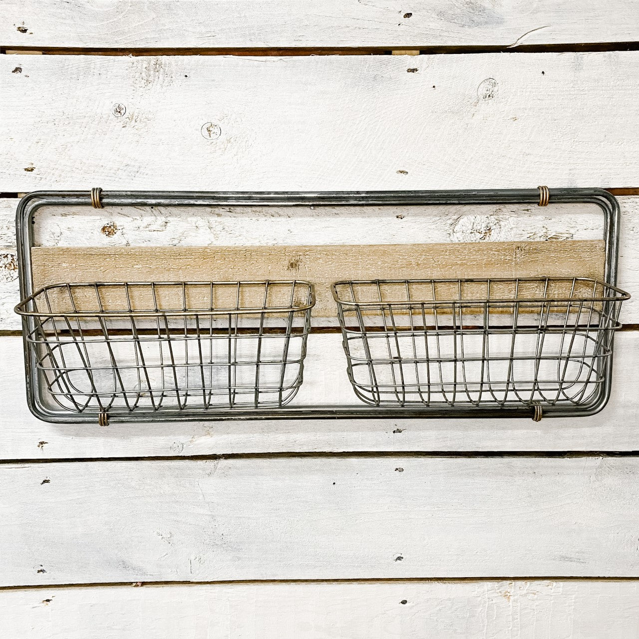 Metal hanging baskets.