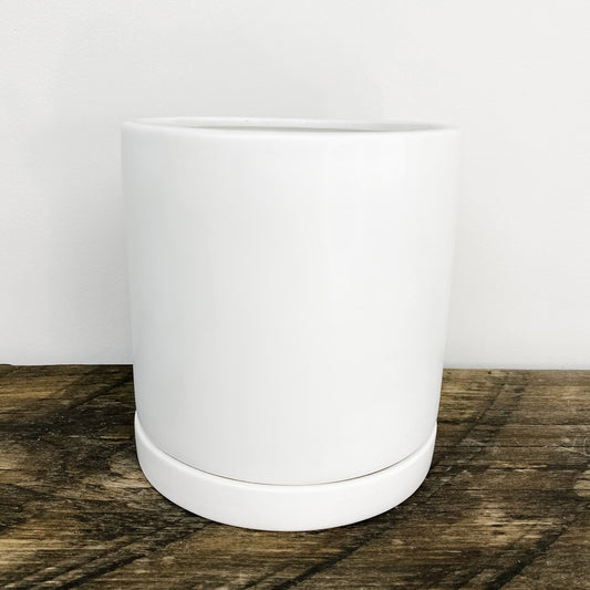 White Pot and Saucer - Two Sizes