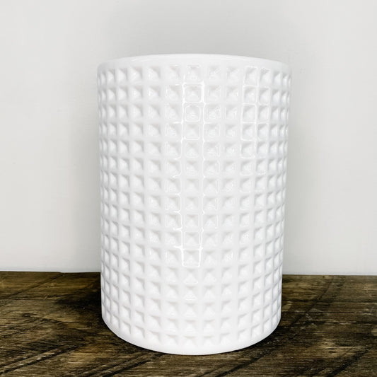 White Square Patterned Pot