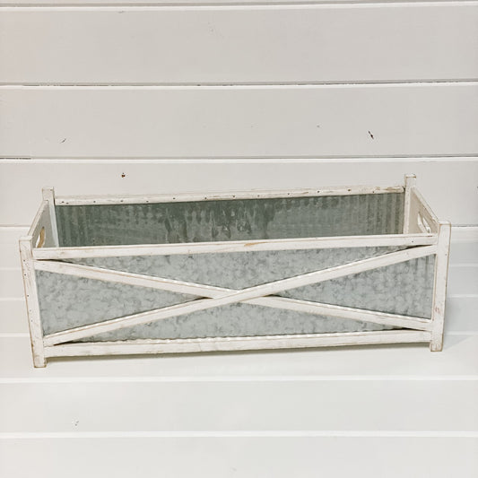 White wash & Galvanized tray