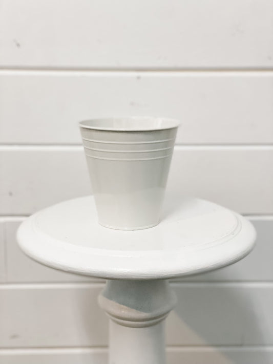 White Tin Pot Cover
