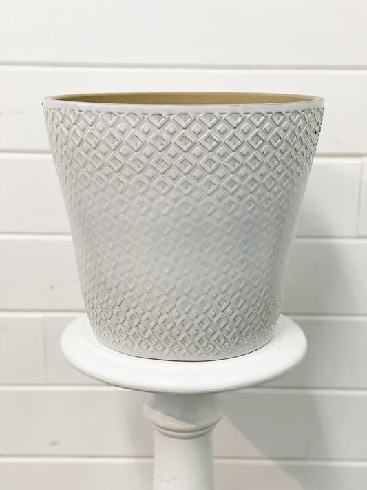 Off White Diamond Vintage Ceramic Pot- 3 Sizes