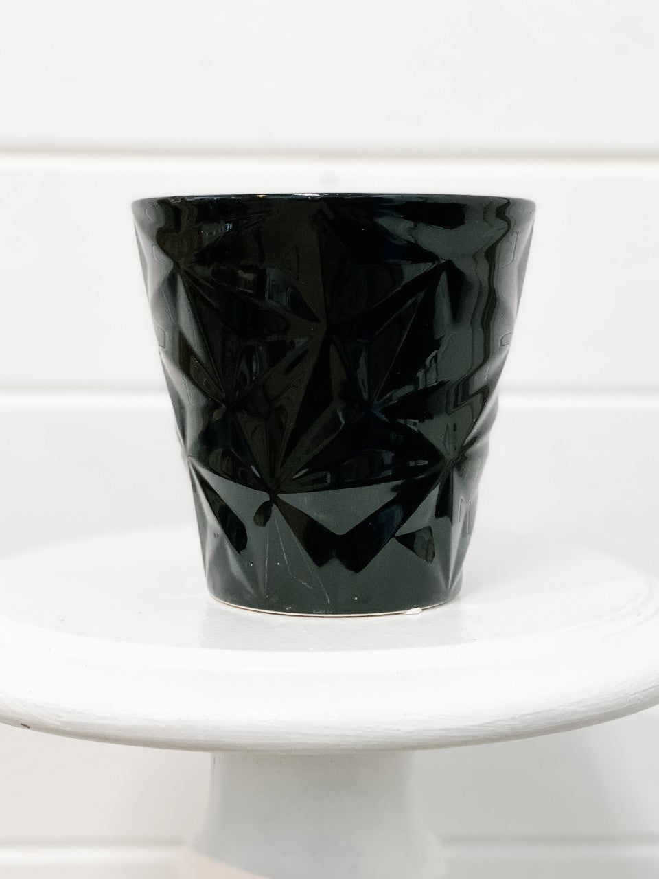 Black Glazed Textured Pot