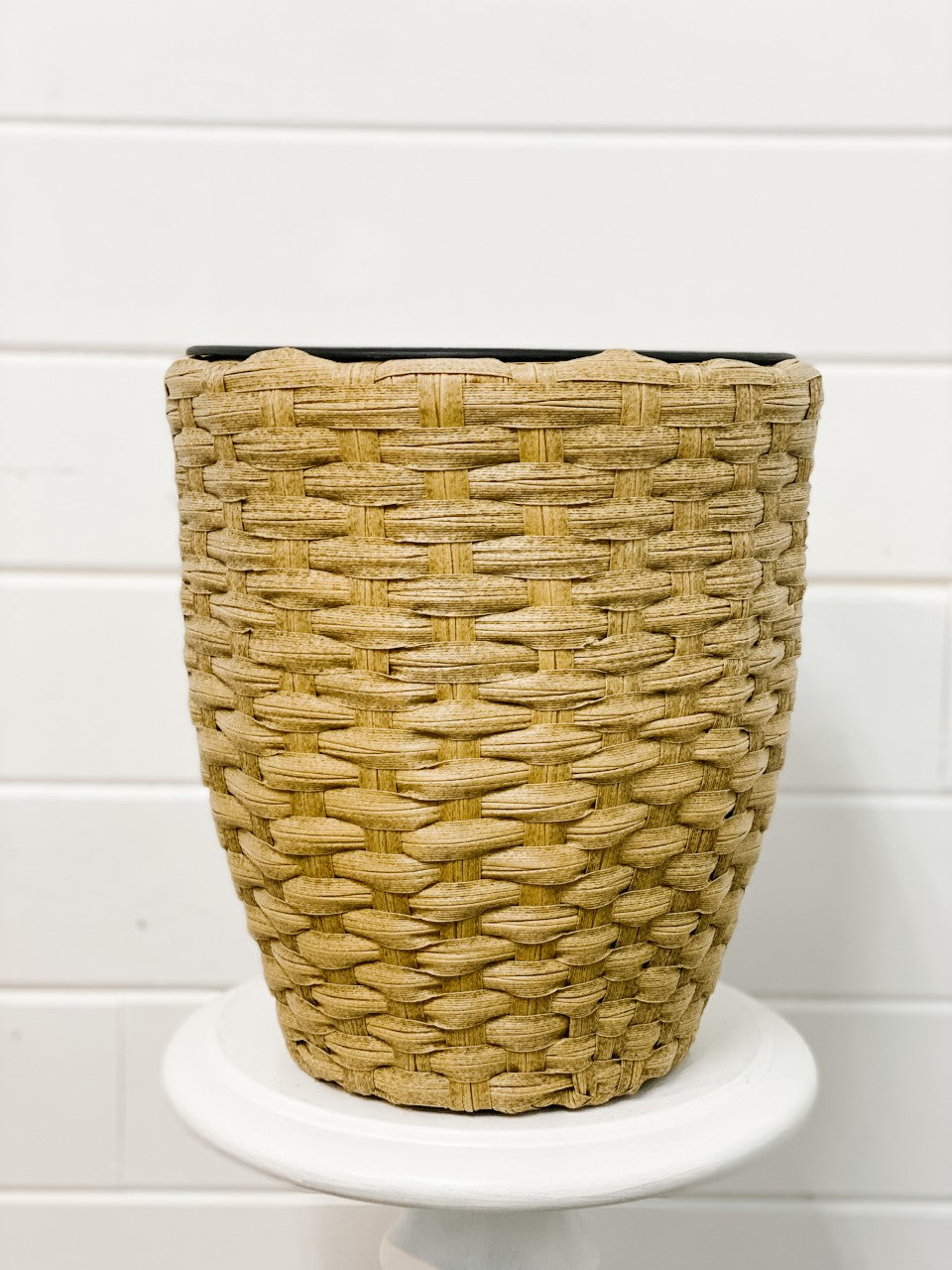 Natural Plastic Wicker-Weaved Pot