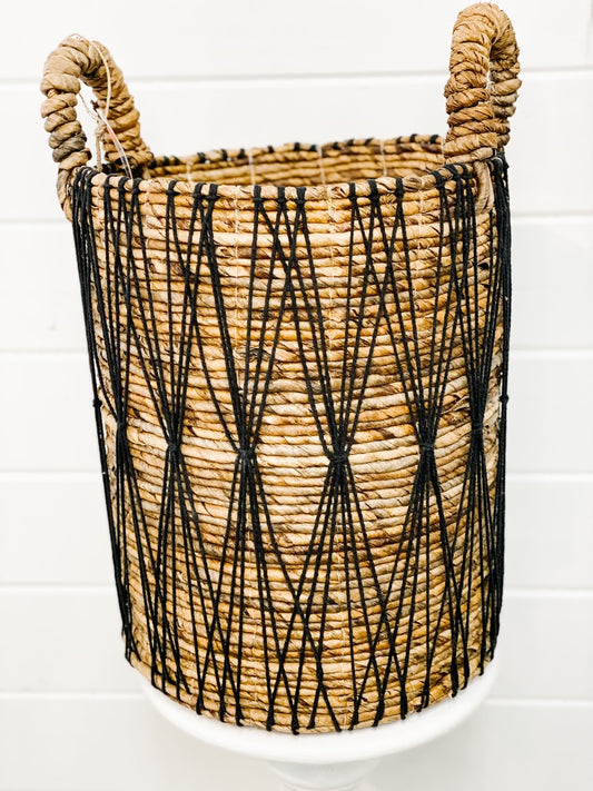 Boho Black/Wicker Basket