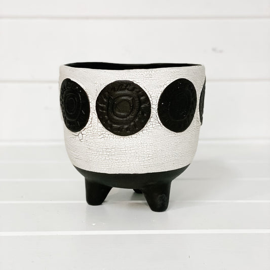 White/Black Footed Vintage pot