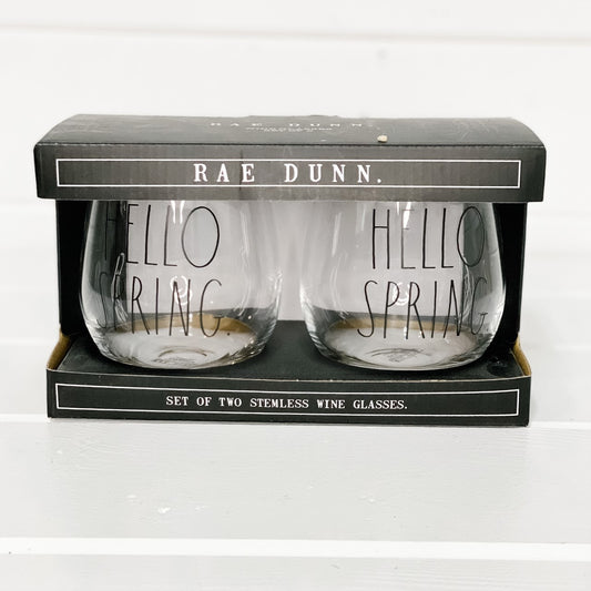 Rae & Dunn Hello Spring Stemless Wine Glass