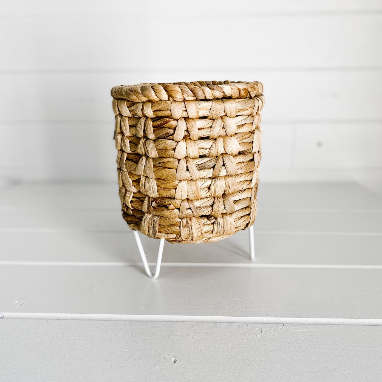Basket on White Metal Legs